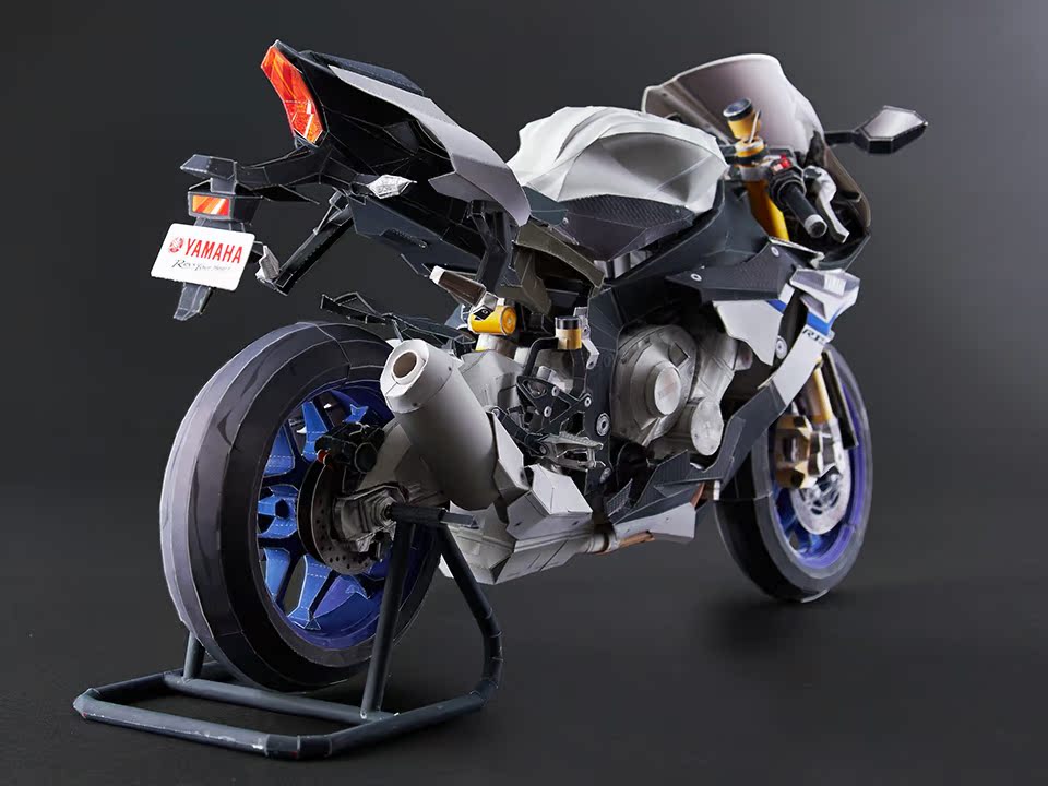 雅馬哈yamaha官網版 yzfr1m公路 摩托 賽車 3d紙模型diy 精細41cm