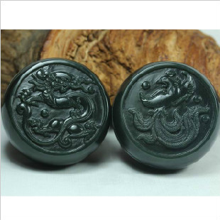 新疆美玉缘和田玉胭脂盒油润漂亮青玉龙凤对胭脂盒摆件保真复检