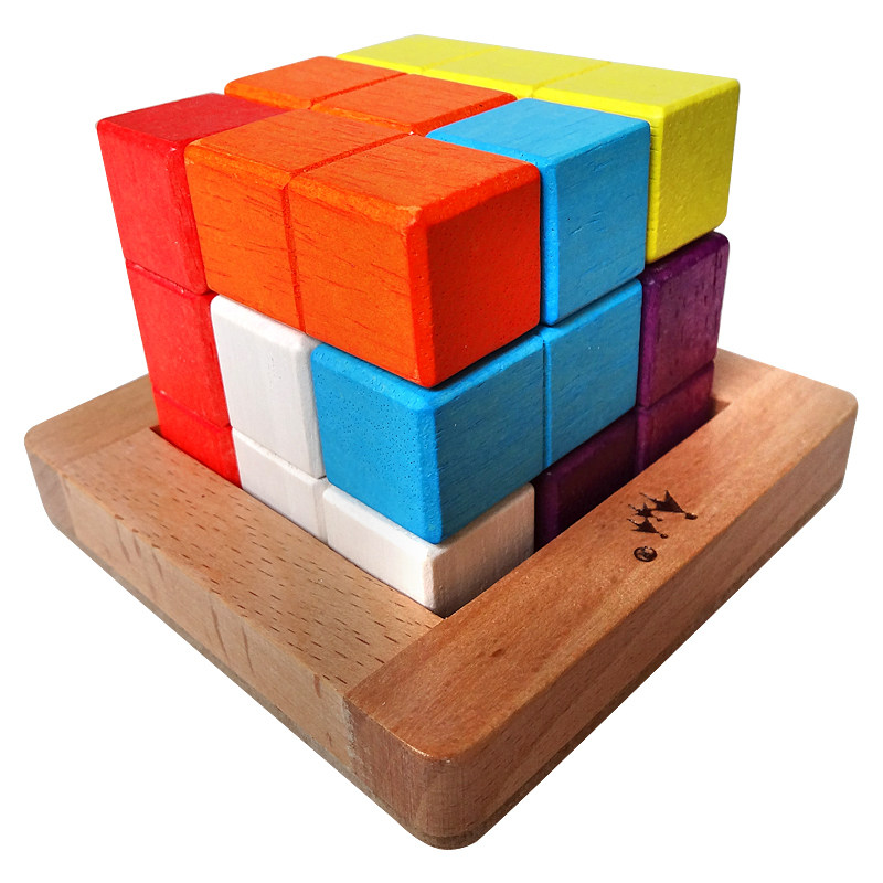 百变方块积木方块之谜儿童木制平面立体玩具益智早教俄罗斯模型