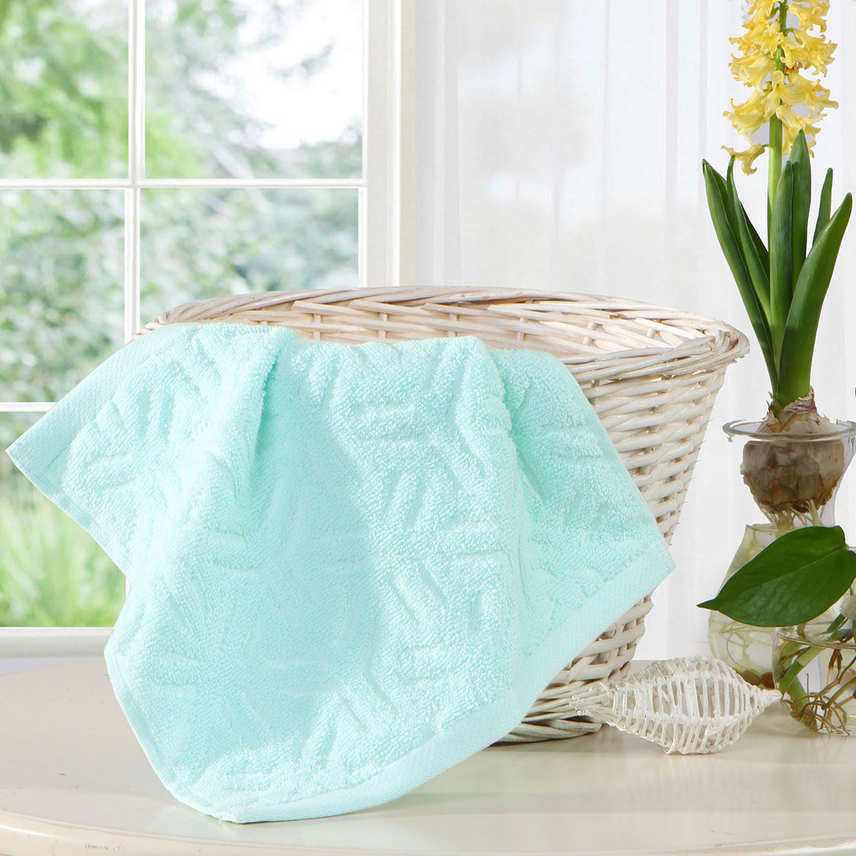 水星家纺纯棉吸水方巾 伊尔玟印度进口全棉提花方巾 2017新品