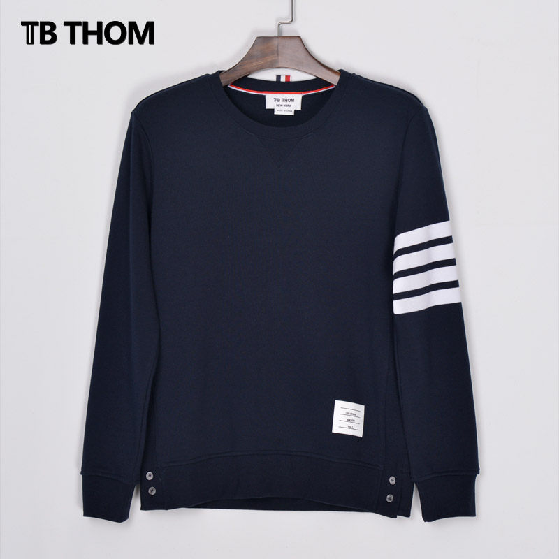 16ss春秋tb thom色织纯棉圆领套头休闲卫衣修身运动外套男女同款_5折