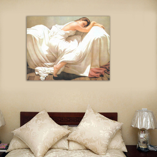 壁画 客厅卧室床头背景墙单幅无框画板画现代人物装饰壁画 厚板 睡