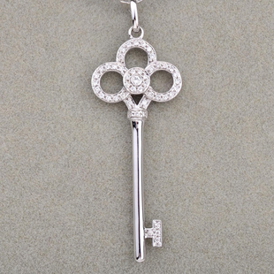 刁钻美人定制 keys 钻石鸢尾花钥匙项链 18k金钻石项链 钻石吊坠