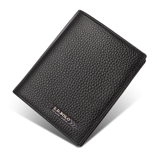 短款 高档商务男士牛皮钱夹 现代保罗休闲短款真皮钱包男