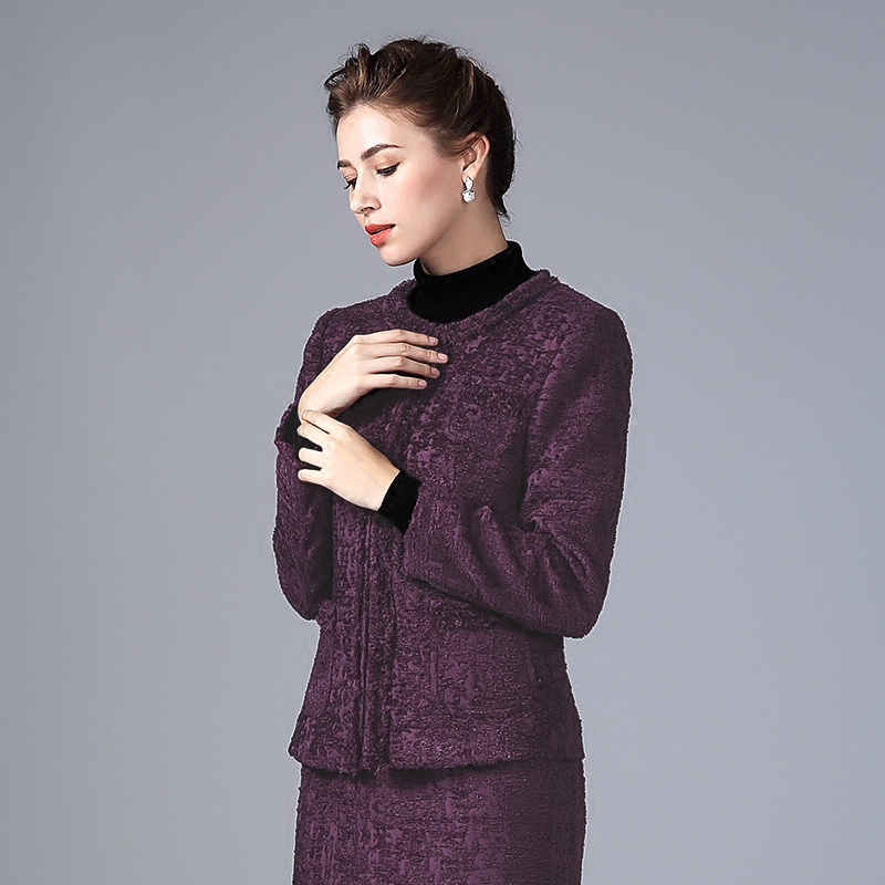 阔太加厚小香风毛呢外套女短款秋冬长袖女装开衫大码妈妈装上衣