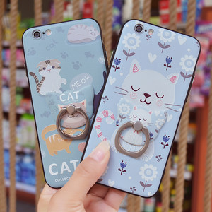 苹果6手机壳6plus套6s小清新iphone6硅胶全包6p女款六可爱带指环