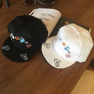 卡通眼睛刺绣棒球帽鸭舌帽男女情侣帽子