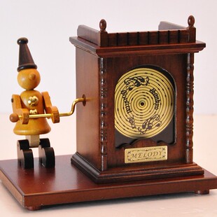 八音盒 木偶人音乐车音乐盒木质制 家居装饰摆件包邮 卡农八音盒结婚