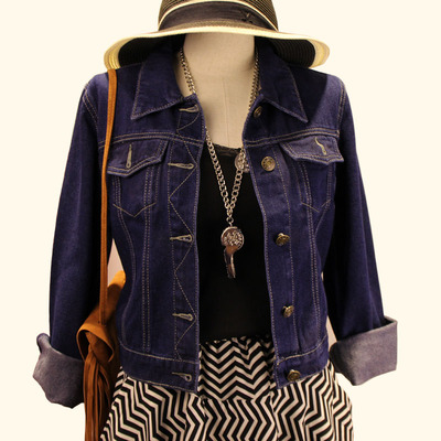 韩国代购2015春秋新bf风修身显瘦百搭短款长袖深色牛仔外套女上衣