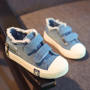 拉丁宝贝牛仔儿童帆布鞋低帮魔术贴休闲儿童帆布鞋潮男童布鞋板鞋