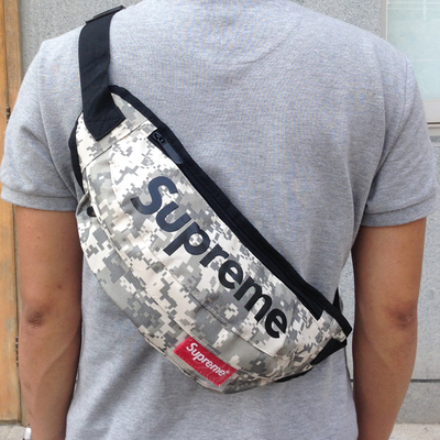 日系迷彩腰包男星空炫彩胸前包supreme潮流便携小包韩版手机挂包