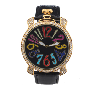 土豪2015年新款意大利gaga时尚大表盘女表 真皮表带土豪金嘎嘎手表