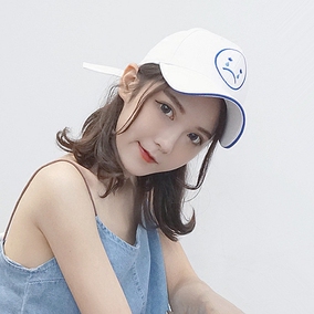 韩国笑脸哭脸白色百搭鸭舌帽休闲春夏天棒球遮阳帽男女潮情侣帽子