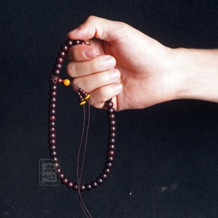 【特价】收藏级精品老料紫檀柳手持 带鬼脸 极品虎皮纹 3.7手持 酷似