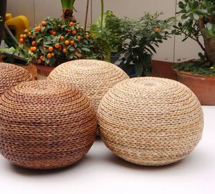 宜家草编藤编凳子榻榻米坐墩圆凳换鞋凳搁脚凳矮凳小凳子特价