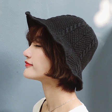 韩国帽子女冬天渔夫帽秋冬季出游保暖韩版时尚可折叠尖头纯色盆帽_7折