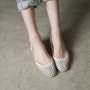 2015韩国代购东大门爆款复古平跟低跟女人瓢懒人罗马一脚蹬妈妈鞋