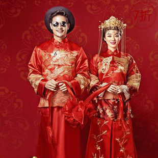 婚礼 结婚喜服电影电视剧剧组舞台演出服龙凤配服饰 情侣婚礼喜庆服装