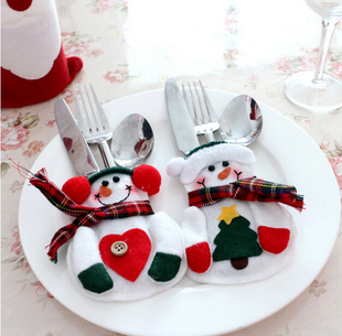 2pcs/set santa christmas claus kitchen cutlery suit silvewar