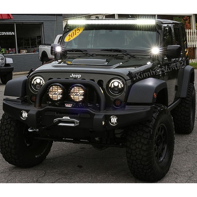 牧马人大灯 led透镜龙版笑眼大灯日行灯_双氙车灯改装网