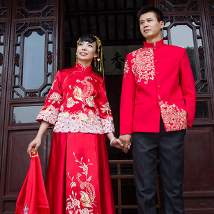 中山装 秀禾服 男装 中式婚礼服 绣花 民国清朝 秀禾古装 唐装 中山装