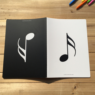 包邮 黑白音符b5音乐作词本(五线谱)本子16k音乐本 初品创意牛皮