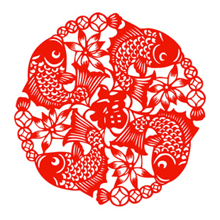 福鱼富余/福字剪纸年年有余窗花装饰春节玻璃贴纸喜庆大号招财