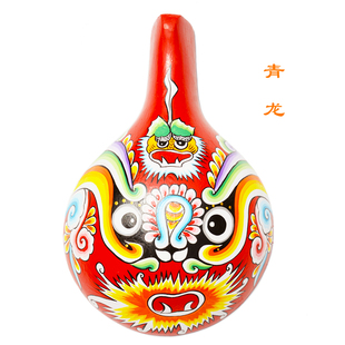 陕西民间手绘社火马勺脸谱青龙面具新居挂件外事礼品客厅挂饰