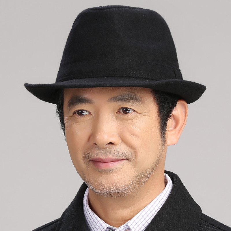 帽子男冬季羊毛呢礼帽男士加厚秋冬中老年人爵士帽男冬天老人帽子