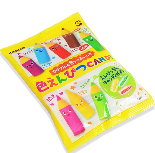 日本进口糖果kanro甘乐彩色铅笔糖儿童糖果喜糖水果糖硬糖进口80g
