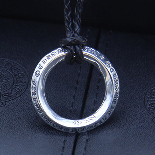 吊坠 原版复刻潮牌克罗心chlogo圆圈 925纯银包邮 毛衣链项链皮绳吊坠