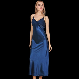 超长款睡衣女夏睡裙冰丝裙子复古性感吊带无袖丝绸长裙可外穿薄款