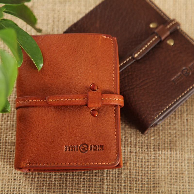 真皮里外全皮复古全牛皮男手工牛皮小钱包短款女休闲简约搭扣钱夹