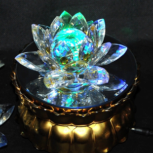 念佛机旋转七彩灯金莲花佛座佛乐音乐盒批发佛教用品水晶特价