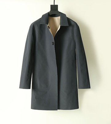 秋季新款 天衣无缝防水双面工艺单排扣薄款翻领外套 男风衣中长款