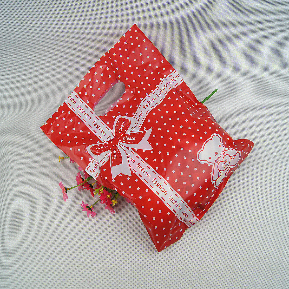 25*35 富贵花塑料袋 服装袋 手提袋子 胶袋 连卷手撕礼品袋100个