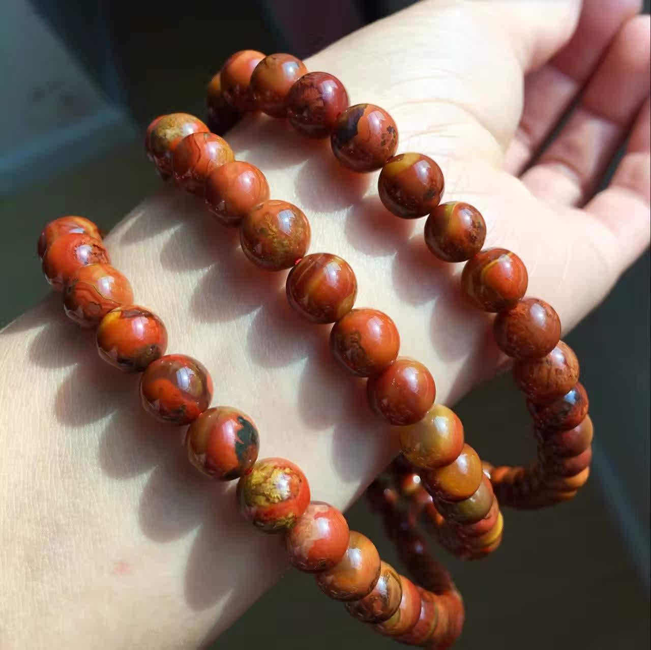 战国红三圈手链 战国红手链手串 天然战国红佛珠手链多圈女