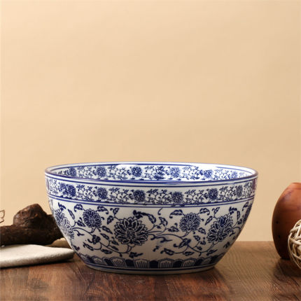 包邮陶瓷福字碗土陶福字大号汤面碗农家乐面碗菜蒸肉菜碗水煮鱼碗_5折