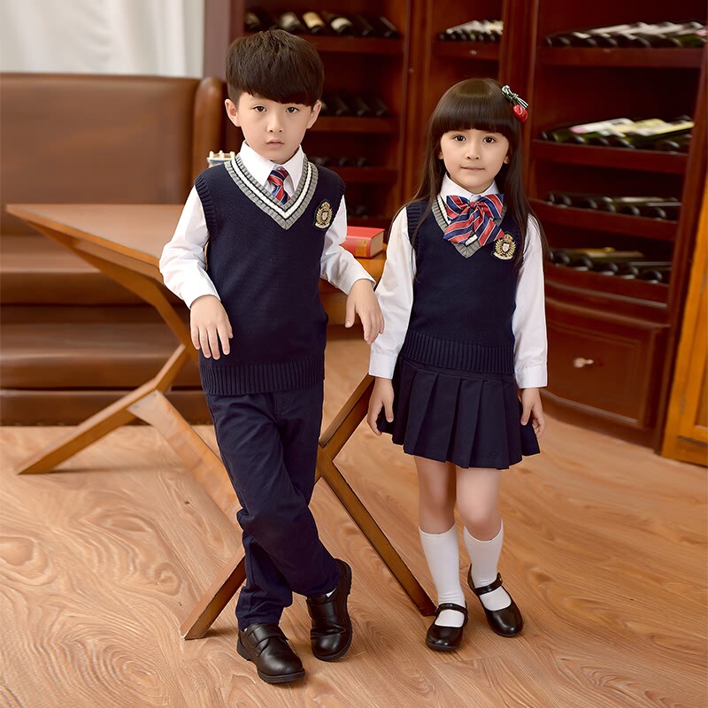 英伦幼儿园园服中小学生校服儿童演出服男女童套头背心马甲学院风