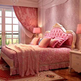 欧式床粉色法式床婚床实木床真皮双人床1.5主卧储物田园1.8公主床