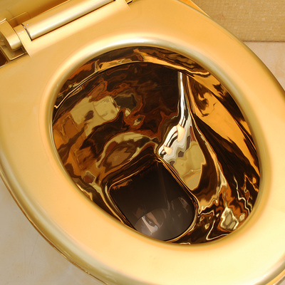 家用酒店土豪金马桶坐厕坐便器超漩虹吸式连体抽水金色座便器包邮