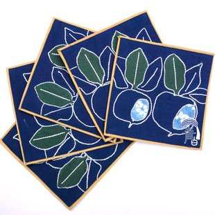 出口日本和风工艺品云南大理白族纯手工刺子拼布可爱扎染茶餐杯垫