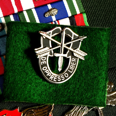 美国陆军识别章 绿贝雷 usarmy 帽徽 肩章章 军迷金属徽章团队章_双氙