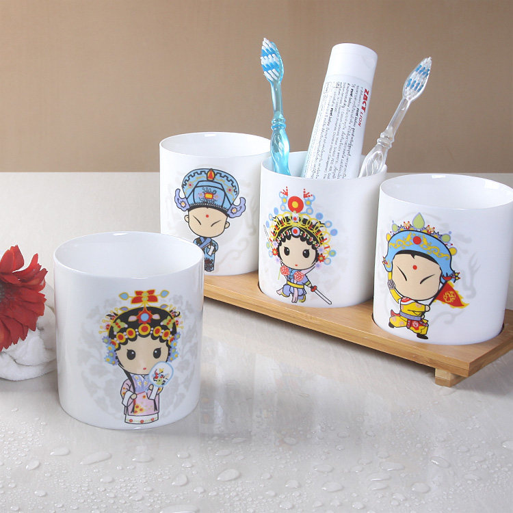 jd简单 中式卡通京剧脸谱陶瓷漱口杯洗漱杯情侣刷牙杯牙刷杯牙缸