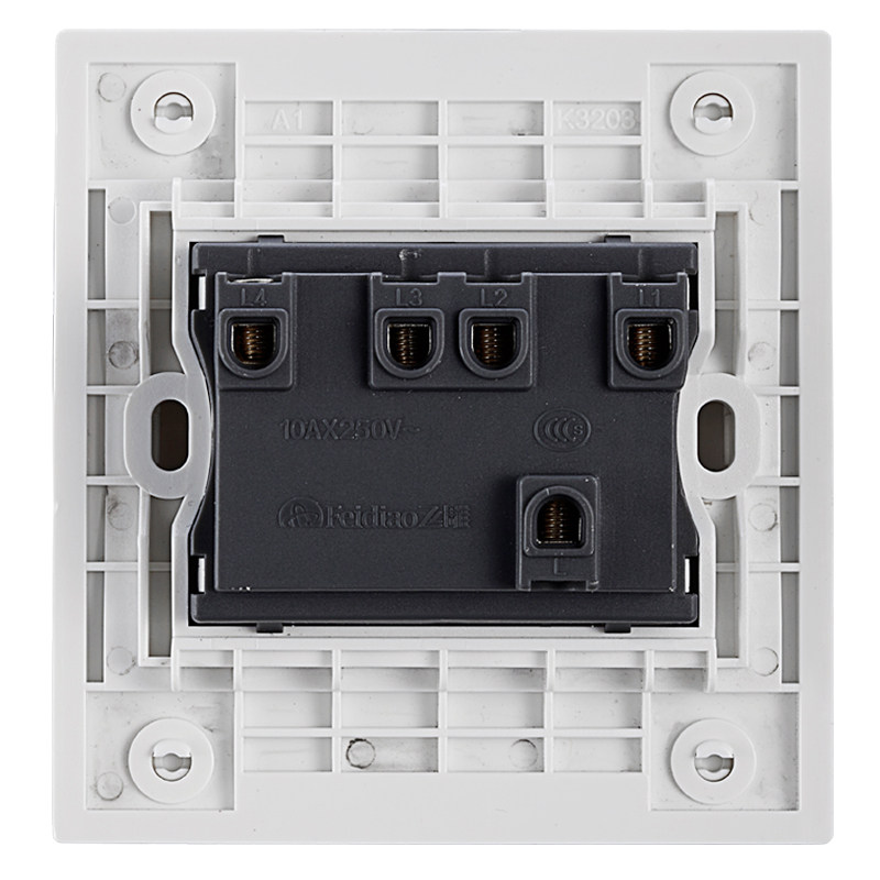 飞雕开关插座面板 四开单控墙壁开关 k3系列拉丝四位单控开关面板