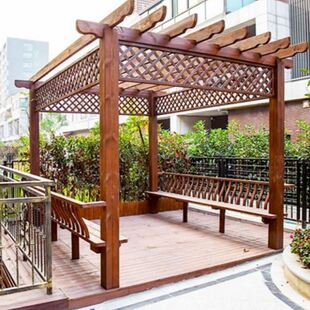 葡萄架 特价户外防腐木葡萄架子 实木葡萄架庭院廊架凉亭网格 碳化木