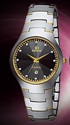 正品保真 瑞士原装正品卡迪诺钨钢男表镶钻防水男士手表钨钢8003