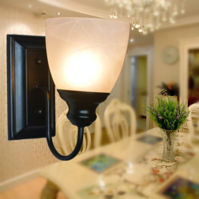 拉线绳带开关小壁灯圆方型铁艺朝下美式乡村房间卧室床头墙壁灯具