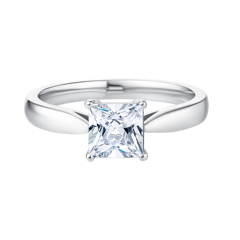 darryring求婚钻戒公主方形钻石简单奢华款一克拉18k白