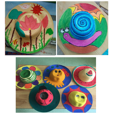 幼儿园绘画草帽 儿童益智diy手工美术装饰材料创意美劳编织草帽子